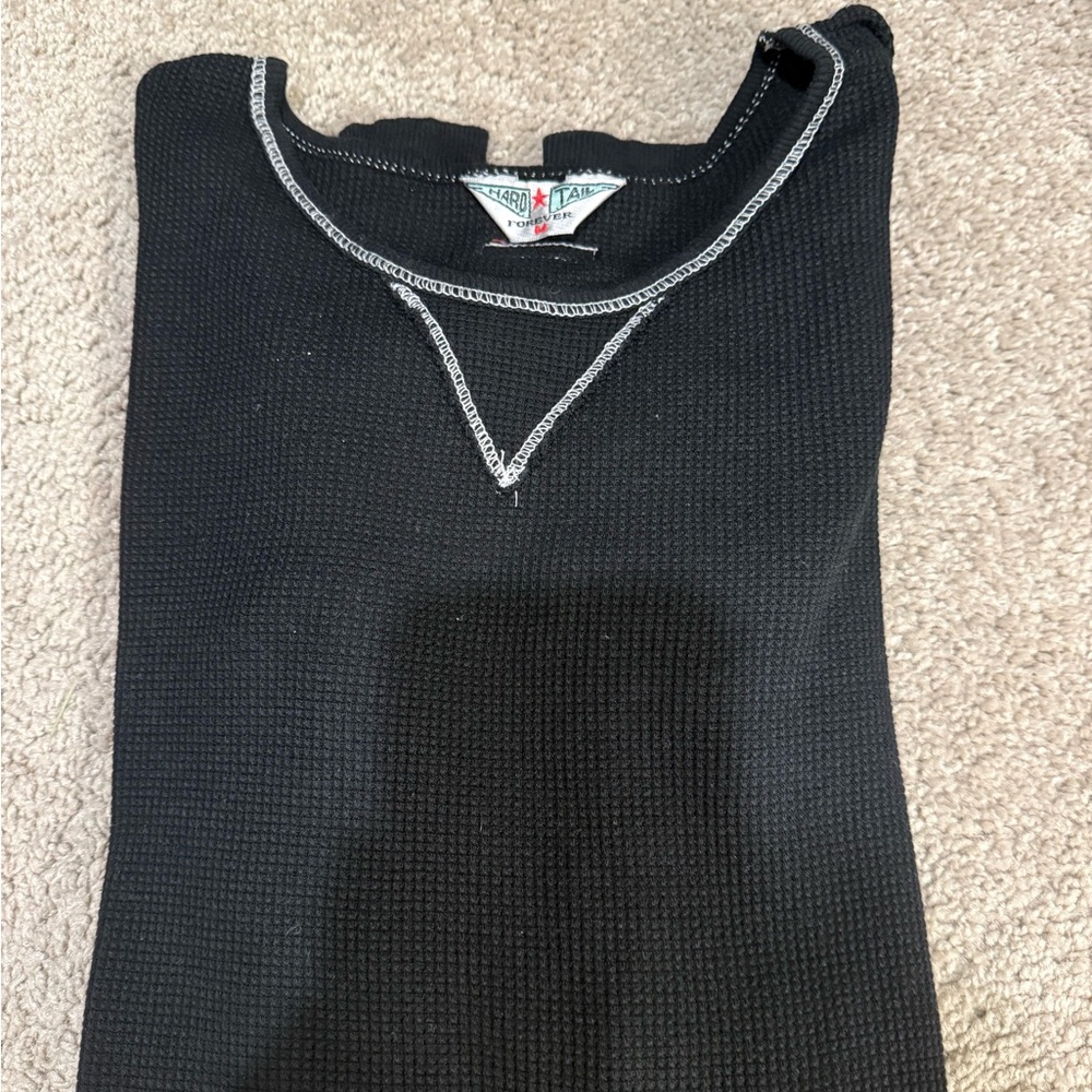 Hard Tail Black Knit Tshirt with White Trim